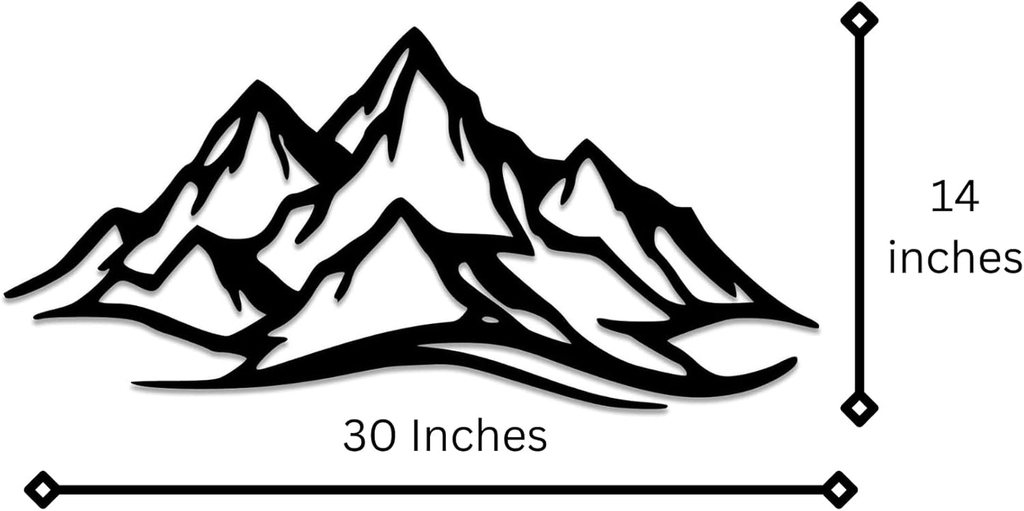METALPLEX Mountain Range Metal Wall Art - Fade-Resistant and Rust-Free Indoor & Outdoor Aluminum Composite Wall Decor - Home Decor Wall Art For Living Room and Bedroom Decorations - Black (30" x 14")