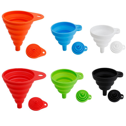 Kitchen Funnel Set of 6, Food Grade Foldable Small and Large Funnel Colorful Silicone Collapsible Funnels Flexible Funnels for Kitchen Use Filling Bottles Liquid Transfer Kitchen Gadgets Accessories