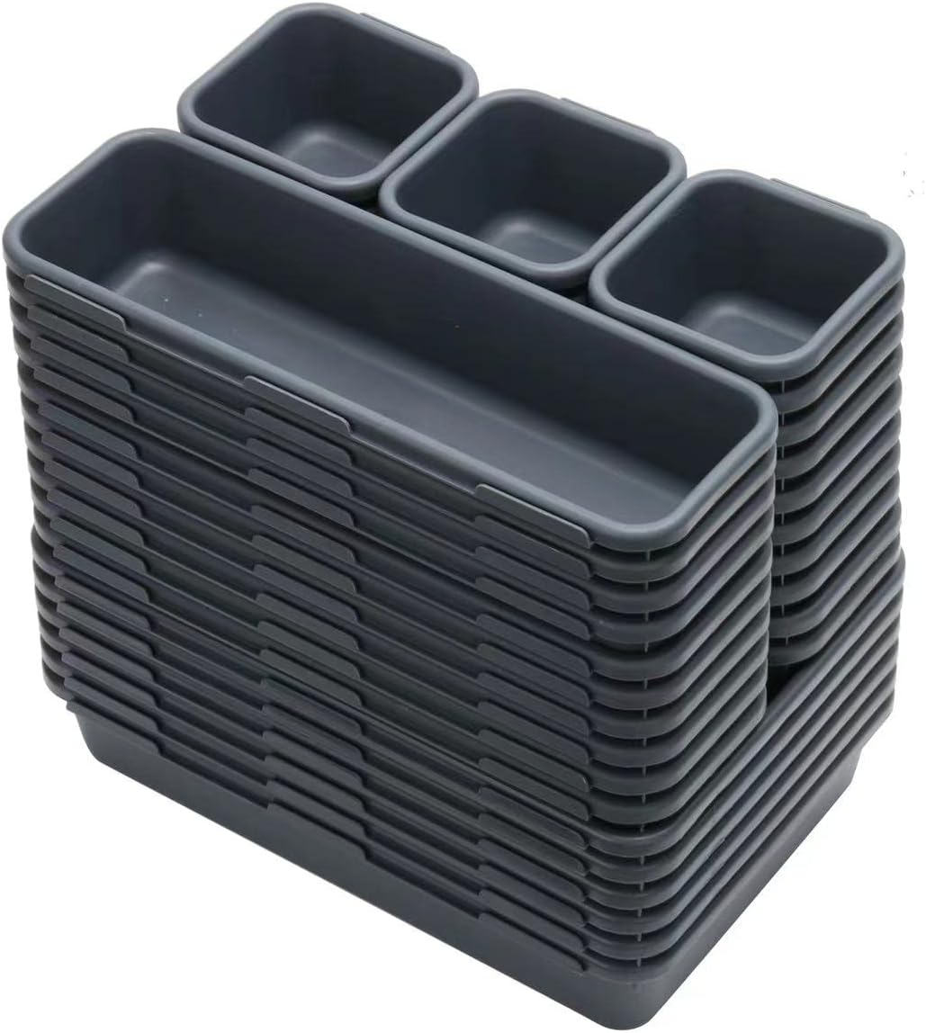 KeFanta 42 Pack Tool Box Organizer Tool Tray Dividers, Rolling Tool Chest Cart Cabinet Workbench Desk Drawer Organization and Storage for Hardware, Parts, Screws, Nuts, Small Tools Organization(Grey)