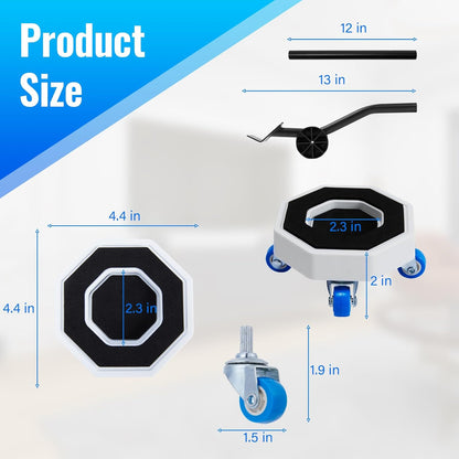 New Upgrade Furniture Sliders, Furniture Lift Heavy Duty Furniture Moving System with Roller Dolly Set Mover Tool Set750LBS- 4 Hexagonal Sliders with 4 Blue Wheels and Moving Rod