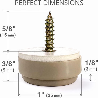 Chair Glides X-PROTECTOR – 16 PCS 1" Furniture Glides – Screw-On Chair Sliders – Premium Chair Leg Floor Protectors – Slide Furniture Effortlessly on All Floor Types with Small Furniture Sliders!