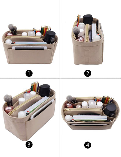 LEXSION Felt Purse Bag Organizer Insert with zipper Bag Tote Shaper Fit Speedy Neverful PM MM