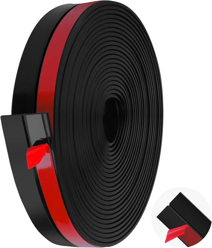 MYFAMIREA Door Weather Stripping 1IN (W) x 20FT (L) Door Draft Stopper Seal Tape Silicone Seal Strip Self Adhesive Shower Sweep Insulation Tape Side Bottom Strip for Sliding Glass Window Gap, Black