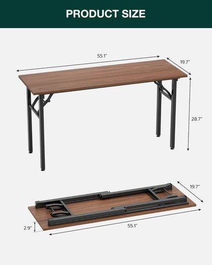 Frylr Small Folding Computer Desk – Portable 55.1 Inch Foldable Laptop Table, Collapsible and Compact for Easy and Fast Setup, Lightweight for Small Spaces, Home Craft and Study Use, Dark Walnut