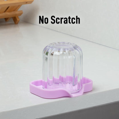 Zulay Kitchen Small Silicone Sponge Holder (4.9x3.3”) – Space-Saving Sink Organizer Tray for Sponge, Soap, Brush & More – Compact Non-Slip Dish for Kitchen & Bathroom (Lavender)