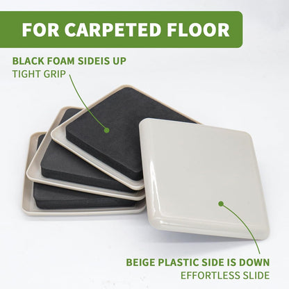 Furniture Sliders for Carpet 8 PCS - 3 1/2 inch Furniture Moving Slider Chair Legs Floors Protectors Square Furniture Movers Sliders – Move Your Furniture Easy & Safely(for Carpet)