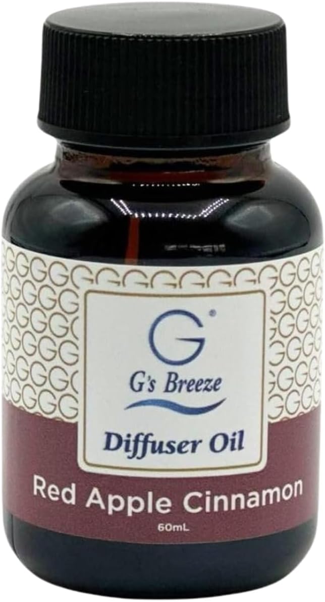 G's Breeze Red Apple Cinnamon Diffuser Oil Refill - Blend of Ripe Apples & Spicy Cinnamon Scent - Transform Any Space with Invigorating Fragrance – Ideal for Home & Office – Long-Lasting Aroma - 60 ML