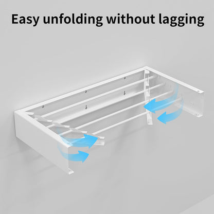 Wall Mounted Drying Rack for Laundry 23.6'', Folding Drying Rack Clothing Wall Mount with 4 Rods, Space Saving for Indoor Outdoor Bathroom Balcony (White, 23.6'')