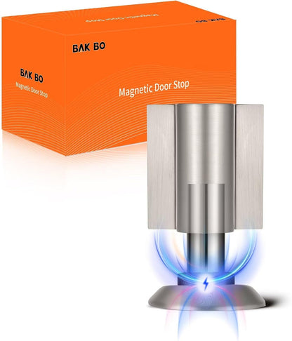 Bak Bo Magnetic Door Stoppers 4 Pack Bottom of Door Holder Keep Door Open No Drilling Magnet Floor Door Stop with Screws and Adhesive Brushed Nickel DS268BN-4