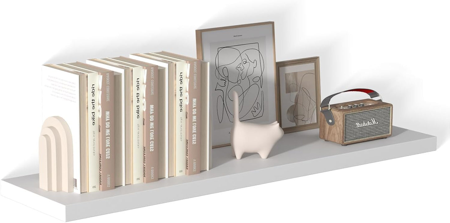 48 Inch Floating Shelf 1 Pack Large Floating Shelves for Wall No Drilling Accessories Included Deep Wall Shelves for Living Room Kitchen Farmhouse 48" W x 12" D x 1.2" White