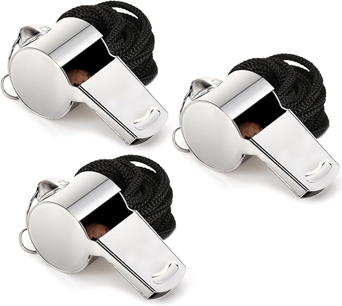 Fya Stainless Steel Whistle with Lanyard, Very Loud Sports Whistle, Perfect for Referees, Coaches, Polices, Emergency, Outdoor Sports,
