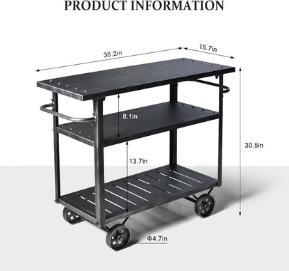 Diwhy Industrial 3 Tier Rolling Utility Storage Cart Wine Beverage, Metal Wine Rack with Wheels Kitchen Bar Dining Room Tea Wine, Serving Cart