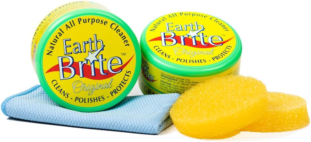 All Natural Multipurpose Cleaner for Bathroom, Floor, Kitchen and More | 300g Original Natural Clay Tub + Sponge (2-Pack) Includes Bonus Diamond Towel Cleaning Supplies Kit