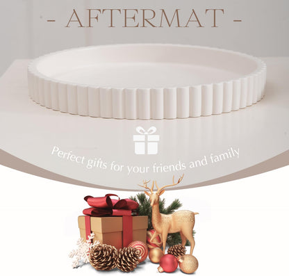 Decorative Tray for Coffee Table, Living Room, Side Table, 2 Packs 11" White Round Concrete Home Decor Serving Trays for Accent Table, Console Table