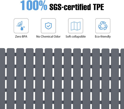 Shower Mat Non-Slip Bath Mat for Tub Floor & Stall with 200+ Suction Cups & Drain Holes, Quick Dry Machine Washable Bathtub Mat, Safe for Elderly& Baby, Bathroom Essentials 24x24 Inch (Light Grey)