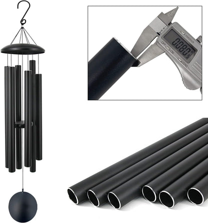 ASTARIN 45 in Memorial Wind Chimes Large with 6 Heavy Tubes, Large Deep Tone Wind Chimes Outdoor for Garden Hanging Décor,Sympathy Gifts. Black