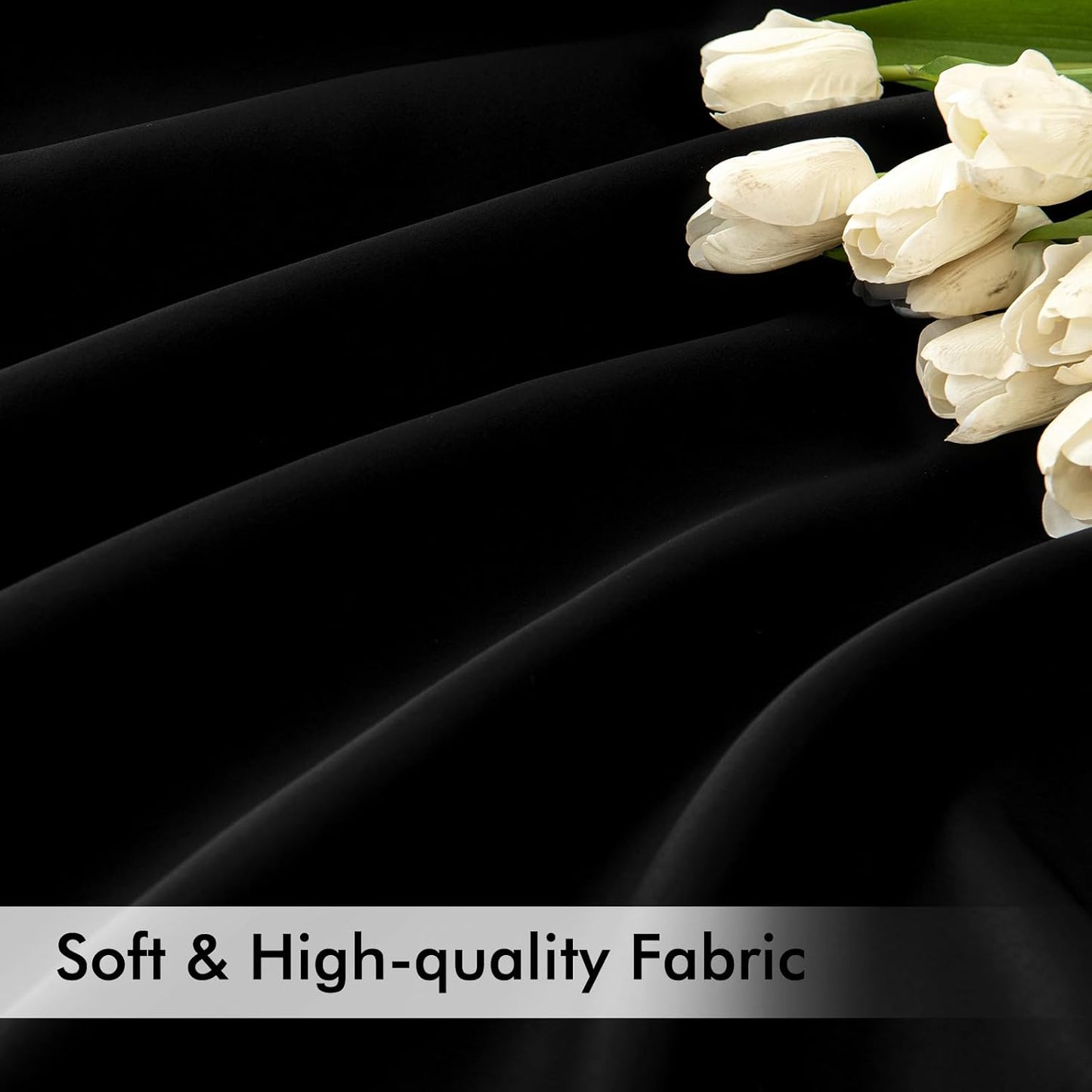 MIULEE Back Tab Blackout Curtains 90 Inch Long 2 Panels Set for Living Room Bedroom Privacy, Halloween Black Rod Pocket/Pinch Pleated Thermal Insulated Room Darkening Light Blocking Curtains/Drapes