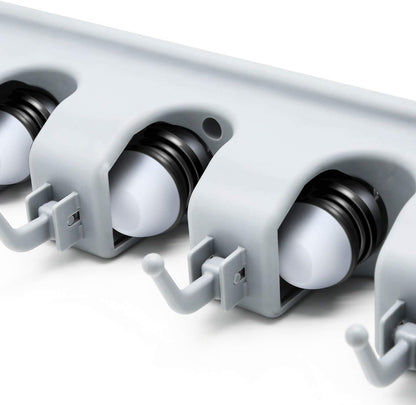 LETMY Broom Holder Wall Mounted - Mop and Broom Hanger Holder - Garage Storage Rack & Garden Tool Organizer - 5 Position 6 Hooks for Home, kitchen, Garden, Tools, Garage