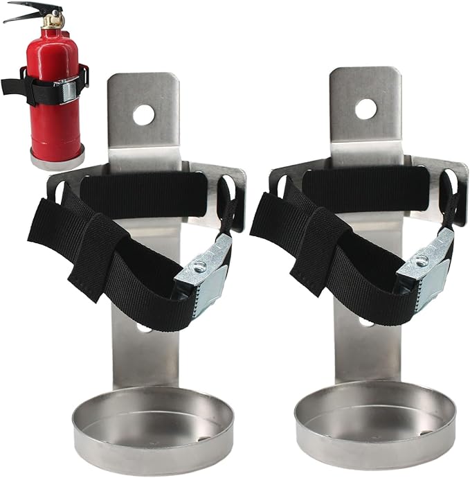 Fire Extinguisher Mount,Wall Mounted Bracket,Compatible with 2.5 lb Fire Extinguishers,Stainless Steel (2.5LB Stainless Steel 2pcs)