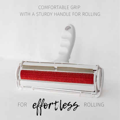 Reusable Pet Hair Remover & Lint Roller – Washable, Portable Tool for Dog & Cat Hair Removal on Clothes, Furniture, Carpet & Car – Effective Roller for Easy Fur & Lint Removal (Red)