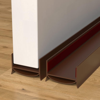 2 Pack Door Draft Stopper, 39” Length Cuttable Under Door Seal, Strong Adhesive Door Sweep for Exterior and Interior Doors (Brown)