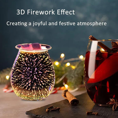 Dicimi 3D Candle Candle Warmer, Electric Oil Burner, Fragrance Warmer for Home Office Bedroom Living Room Present and Decorations (3D Fireworks)