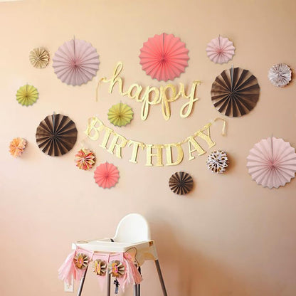 Brown Party Decorations,Brown Wedding Decorations for Party Events Accessories,Brown Birthday Decorations,Boho Party Decoration,Fall Decorations 8in Hanging Paper Fans 30 Color DIY Set(Brown)