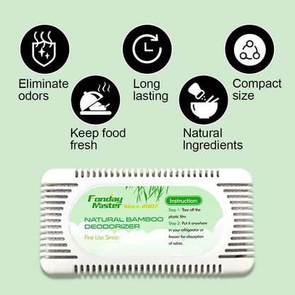 2Packs Fonday Refrigerator Deodorizer Odor Eliminator for Fridges Freezers Coolers Lunch Boxes Bamboo Charcoal More Effective Than Baking Soda