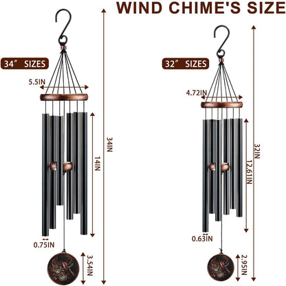 Wind Chimes for Outside, Hummingbird Deep Tone Vintage Wind Chime Outdoor Clearance, Sympathy/Memorial/Festivals/Birthday Gift for Mom Dad Grandma, Home Garden Patio Decor (34" Hummingbird)