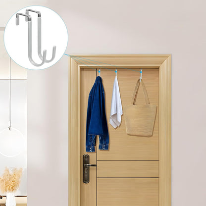 FYY Over The Door Hooks, 4 Pack Door Hangers Hooks with Rubber Prevent Scratches Heavy Duty Organizer Hooks for Living Room, Bathroom, Bedroom Hanging Clothes, Towels, Hats, Coats, Bags Silver