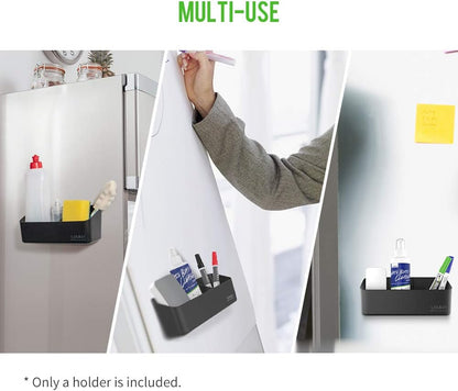 loukin Magnetic and Adhesive Marker Holder, Dry Erase Accessory Tray, Magnetic Storage Organizer for Whiteboard, Glass or Refrigerators (Black)