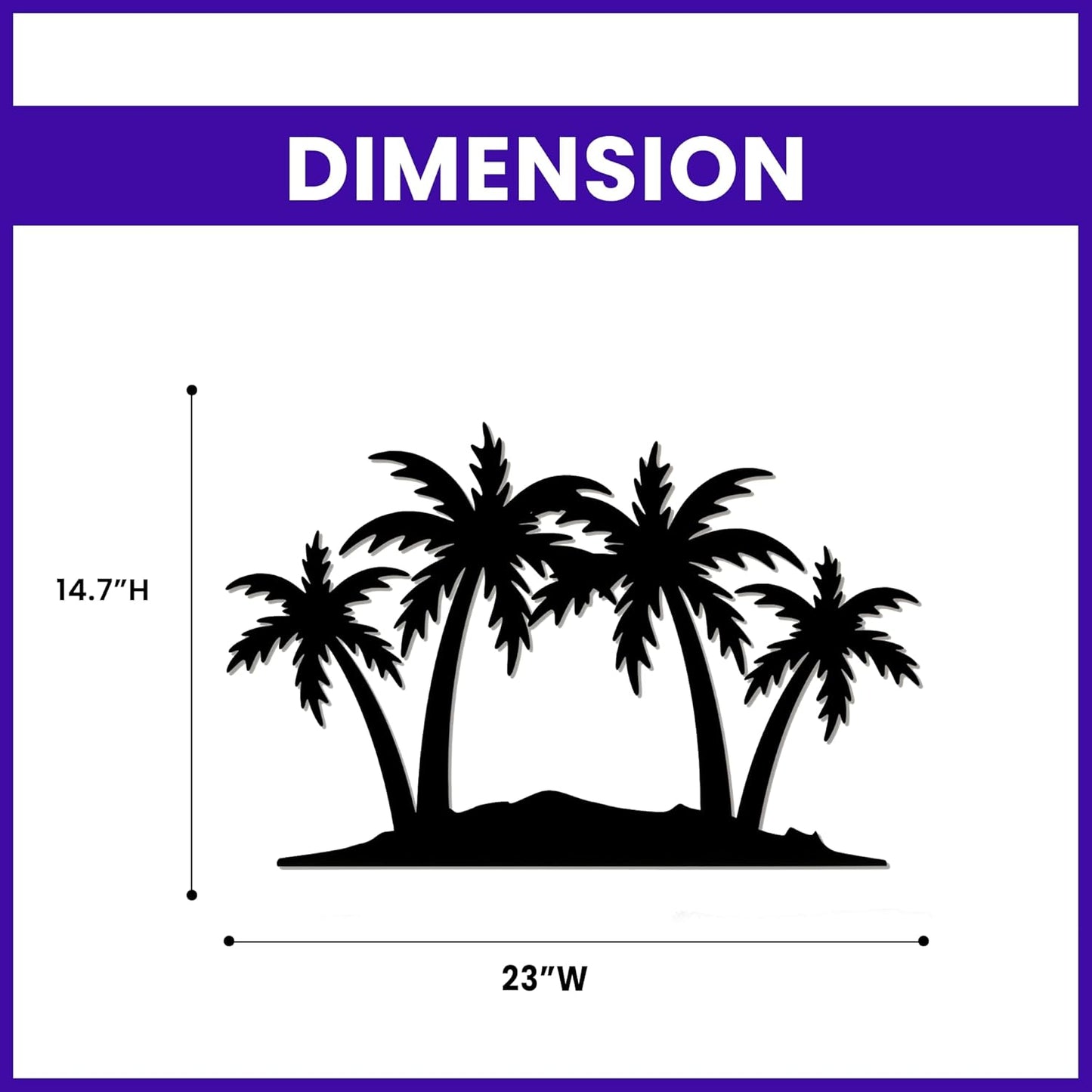 METALPLEX Palm Tree Metal Wall Art - Durable And Rust-free Indoor & Outdoor Aluminum Composite Wall Decor - Home Decor For Living Room And Bedroom - Silver (23"x14.7")