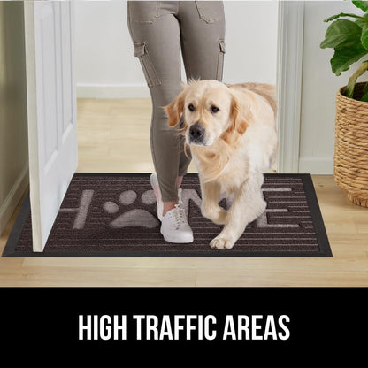GORILLA GRIP 100% Waterproof All-Season WeatherMax Doormat, 47x35, US Designed Natural Rubber, Stain and Fade Resistant, Low Profile Indoor Outdoor Door Mats, Easy Clean Patio Mat, Espresso Home Paw