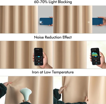 MIULEE Back Tab Beige Curtains 84 Inch Length 2 Panels Set for Living Room Bedroom, Cream Rod Pocket/Pinch Pleated Light Blocking Thermal Insulated Room Darkening Blackout Curtains 84 Inches Long