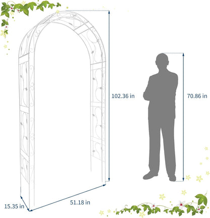 Garden Arch Arbor Trellis, 8.5Ft Outdoor Metal Garden Arch Arbor for Climbing Plants, Wedding Archway for Lawn, Patio, Backyard, Party, Events, Ceremony Wedding Decoration, White