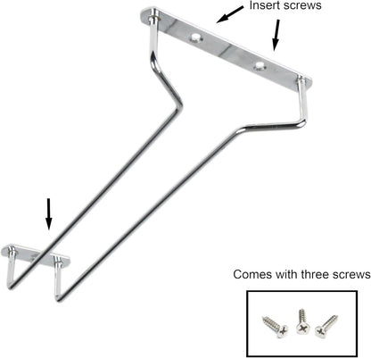 TrueCraftware- 10-Inch Wine Glass Rack Chrome Finish Set of 2- Stemware Rack Wire Hanging Rack Under Cabinet Wine Glass Rack Stemware Holder Glass Storage Hanger Organizer for Kitchen and Bar