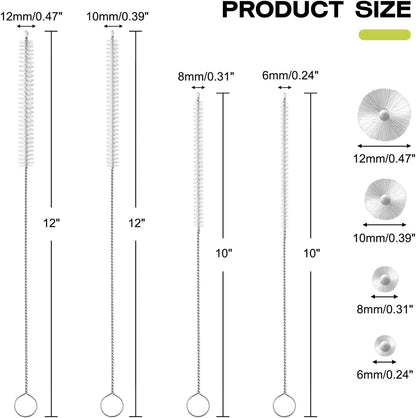 Reusable Straw Cleaner Brush Set - 8PCS Extra Long 12 inch Metal Straw Cleaning Brushes for Tumbler, Sippy Cup, Water Bottles, Pipes