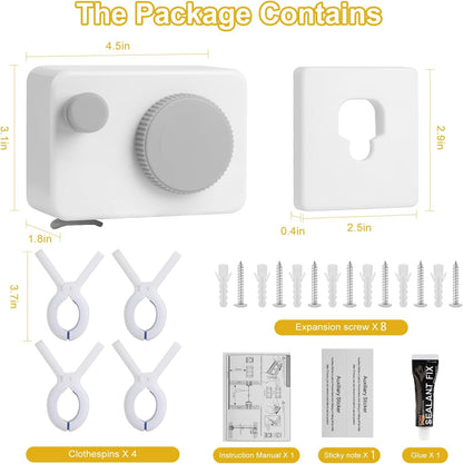 Retractable Clothesline Indoor/Outdoor, Anti-Sag for Drying Clothes Line Retracting Indoor/Outdoor, We Equipped This 13.8 Fts Laundry line Retractable with 4 Large Clips
