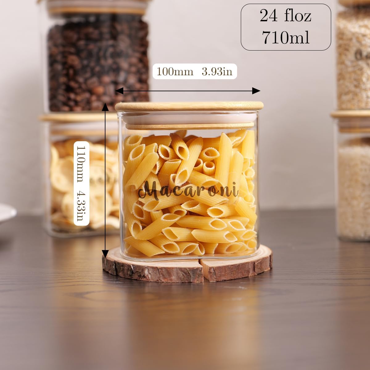 6 Pcs Square Glass Pantry Storage Containers with Bamboo Airtight Lid and 248 Clear Pantry Labels Preprinted - 24oz Thicken Glass Food Storage Jars for Coffee, Cookie, Tea, Sugar, Spice