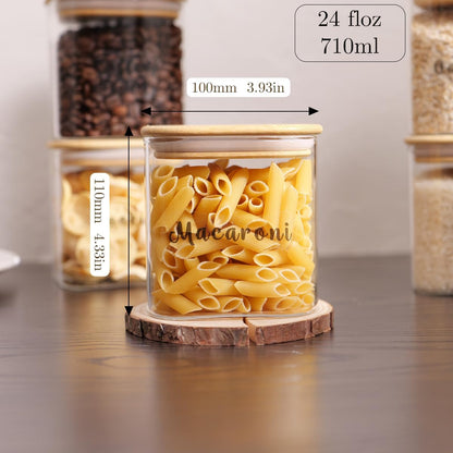 6 Pcs Square Glass Pantry Storage Containers with Bamboo Airtight Lid and 248 Clear Pantry Labels Preprinted - 24oz Thicken Glass Food Storage Jars for Coffee, Cookie, Tea, Sugar, Spice