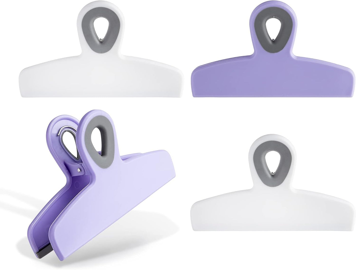 COOK WITH COLOR Bag Clips - Heavy Duty Chip Clip and Refrigerator Magnet Clips for Food Storage with Air Tight Seal Grip, Lavender, Pack of 4 Large Clips
