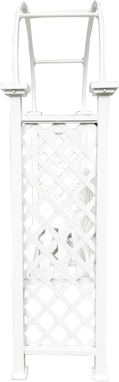White Aluminum Garden Arbor Arch with 2-Seater Bench
