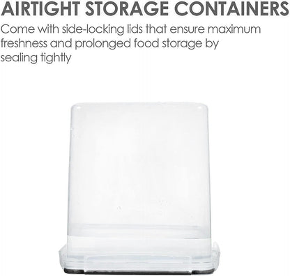 Vtopmart Food Storage Containers 2.5L / 84.5oz, 4 Pieces BPA Free Plastic Airtight Canister for Flour, Sugar, Baking Supplies, with 4 Measuring Cups and 24 Labels, Black