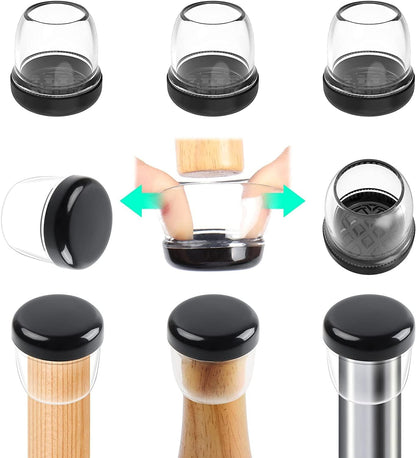 Ezprotekt 24 Pcs Clear Chair Leg Sliders for Carpet, Round Teflon Furniture Glides for Rug, Carpet Sliders Protectors Caps to Slide Smooth for Dining Table Chair, Bar Stool Legs (M Fit: 7/8" to 1")