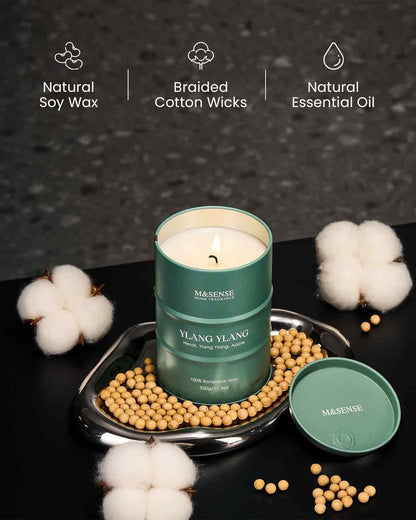 M&SENSE Ylang Ylang Scented Candles Natural Non Toxic, Aromatherapy Candle for Stress Relief Meditation Relaxing, Housewarming Gifts for Women Men, 11.3oz 70 Hour Long Burning