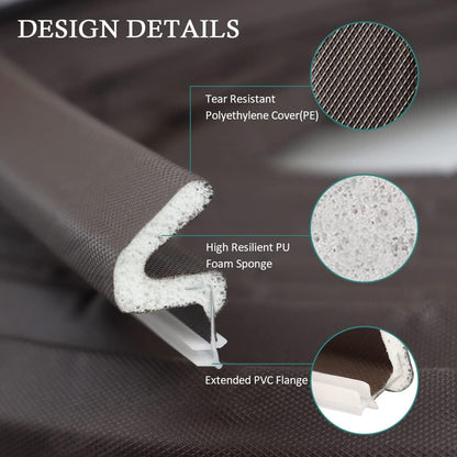 Kerf Weather Stripping Door Seal Strip 26 Ft Q Foam Door Weatherstrip Seal with Slot Card Slot Installation, Easy Cut to Size (Brown)