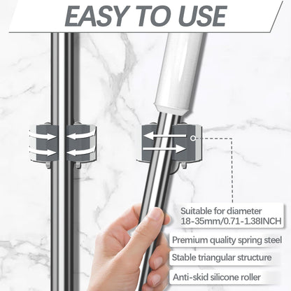 3-H Broom Holder Wall Mount 12 Pack, Mop and Broom Holder Wall Mount for Hanging and Organizing Shovel,Rake,Brush,Yard Tools in Laundry Room Garden Garage (grey)