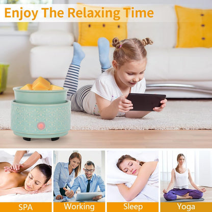 kobodon Ceramic Wax Melt Warmer - 3-in-1Electric Wax Warmer-Fragrance Candle Burner for Scented Wax Tarts and Essential Oils - Wax Melts as Gifts for Moms Grandma Women Girls（Light Green）