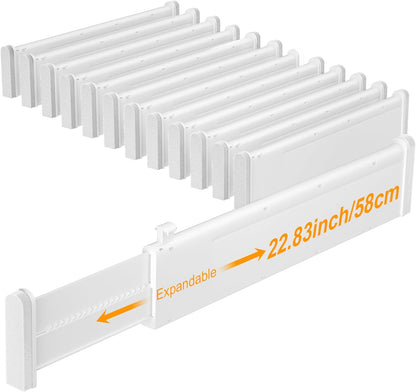 HiYZ Expandable Drawer Dividers, Large Kitchen Utensils Drawers Divider, 2.36" High Adjustable Drawer Organizers Separators for Clothing,Kitchen Utensils,Tools,12 Long Dividers(12.6"-22.8")