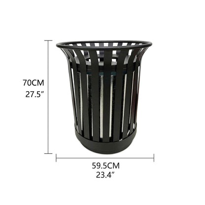 Outdoor Metal Slatted Trash Receptacle,Waste Receptacle，Commercial Trash Cans,Zone Round Garbage Bin,Square Hotel Street Patio Indoor Metal Stan (Large - Black)